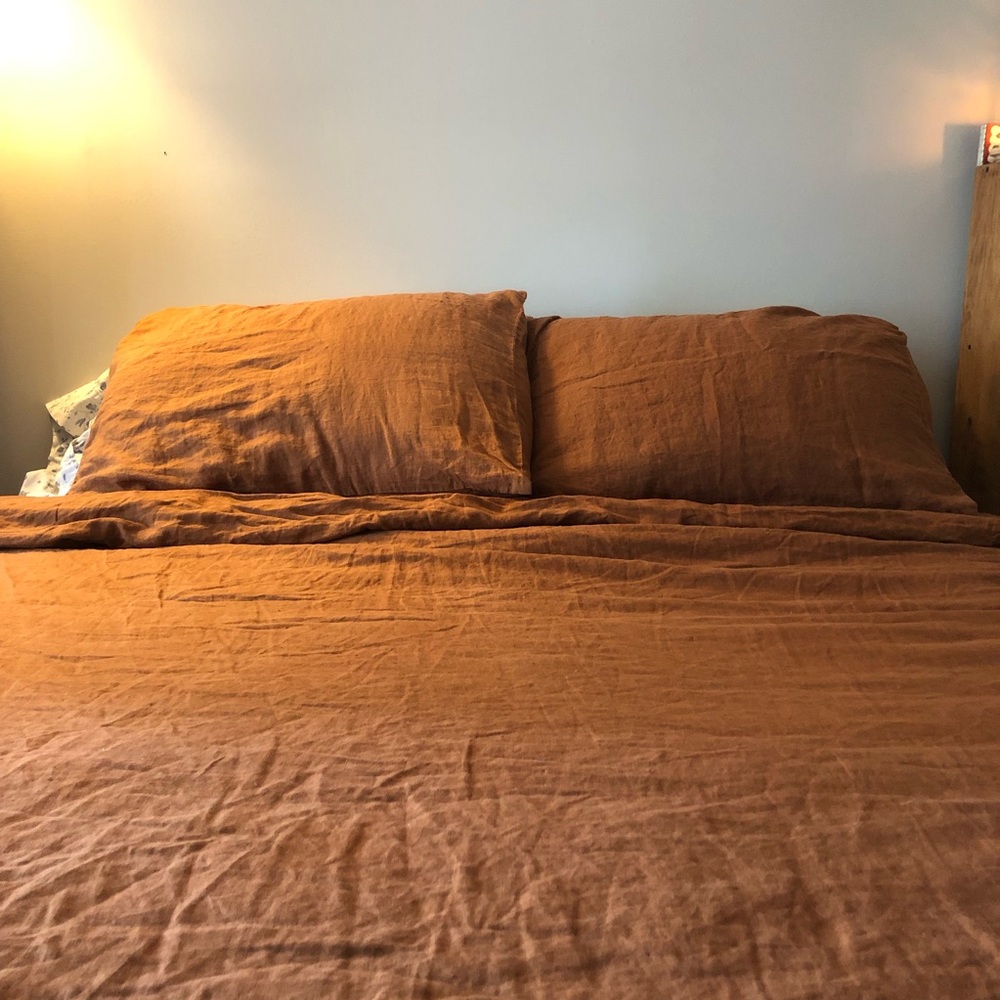 Linen Duvet Cover Set in Terracotta by Quince